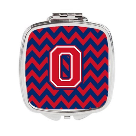 Carolines Treasures Letter O Chevron Yale Blue and Crimson Compact Mirror CJ1054-OSCM